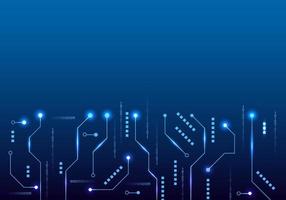 tecnología de placa de circuito negro de comandos de un sistema informático que transmite y recibe datos en el sistema. énfasis en el uso de tonos azules como color principal con puntos brillantes vector