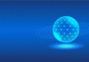 el fondo del procesador de tecnología es una esfera azul brillante con líneas que conectan la tecnología de inteligencia artificial dentro del círculo. actúa como un cerebro vector
