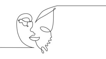 abstract face with butterfly one line drawing. Portret minimalistic style vector