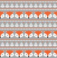New Year's Christmas pattern pixel with foxes vector illustration