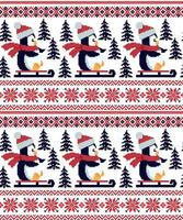 New Year's Christmas pattern pixel in penguins vector illustration