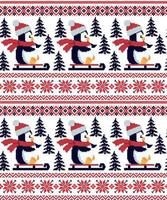 New Year's Christmas pattern pixel in penguins vector illustration