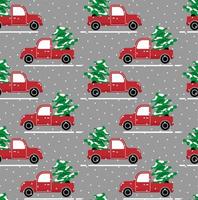 Seamless christmas pattern cabriolet carrying christmas tree vector