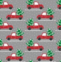 Seamless christmas pattern cabriolet carrying christmas tree vector