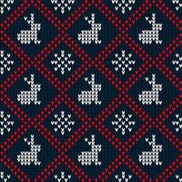 Knitted Christmas and New Year pattern. Wool Knitting Sweater Design. Wallpaper wrapping paper textile print. vector