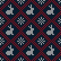 Knitted Christmas and New Year pattern. Wool Knitting Sweater Design. Wallpaper wrapping paper textile print. vector