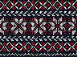 Knitted Christmas and New Year pattern. Wool Knitting Sweater Design. Wallpaper wrapping paper textile print. vector