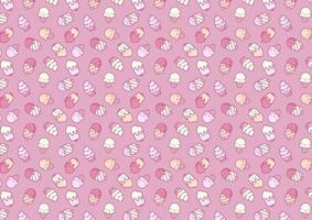 Cute cartoon ice cream and popsicle pattern on pink background vector