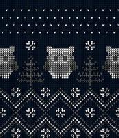 New Year's Christmas pattern knitted with owls vector illustration eps