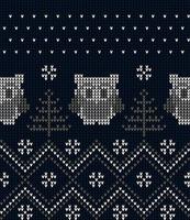 New Year's Christmas pattern knitted with owls vector illustration eps