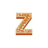 Christmas or New Year alphabet Z cookies with glaze vector illustration. Isolated textured letters on white background.