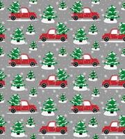 Seamless christmas pattern cabriolet carrying christmas tree vector