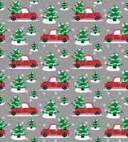 Seamless christmas pattern cabriolet carrying christmas tree vector