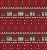 Knitted Christmas and New Year pattern in cow. Wool Knitting Sweater Design. Wallpaper wrapping paper textile print. vector