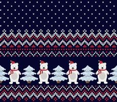 Knitted Christmas and New Year pattern. Wool Knitting Sweater Design. Wallpaper wrapping paper textile print. Eps 10 vector