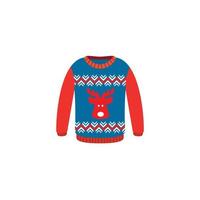 Vector ugly sweaters for Christmas party. Knitted jumpers with winter patterns esp