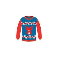 Vector ugly sweaters for Christmas party. Knitted jumpers with winter patterns esp