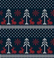 Knitted Christmas and New Year pattern in cow. Wool Knitting Sweater Design. Wallpaper wrapping paper textile print. vector