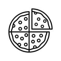 Outline, simple vector pizza icon isolated on white background.