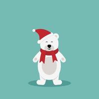 polar bear with red scarf.Vector cute cartoon charcter.Chrismas concept.Perfect for christmas and NewYear greeting card ESP10 vector