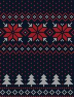 Knitted Christmas and New Year pattern in cow. Wool Knitting Sweater Design. Wallpaper wrapping paper textile print. vector