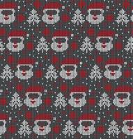 Knitted Christmas and New Year pattern. Wool Knitting Sweater Design. Wallpaper wrapping paper textile print. Eps 10 vector
