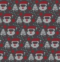 Knitted Christmas and New Year pattern. Wool Knitting Sweater Design. Wallpaper wrapping paper textile print. Eps 10 vector