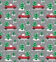 Seamless christmas pattern cabriolet carrying christmas tree vector