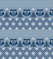 New Year's Christmas pattern pixel with owls vector illustration