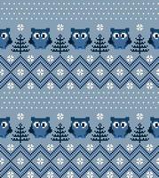 New Year's Christmas pattern pixel with owls vector illustration