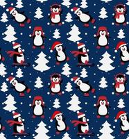 Merry Christmas seamless pattern with penguins,in vector. vector