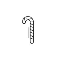 christmas candy cane icon in line art style. Vector illustration