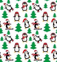 Merry Christmas seamless pattern with penguins,in vector. vector