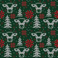 Knitted Christmas and New Year pattern in cow. Wool Knitting Sweater Design. Wallpaper wrapping paper textile print. Eps 10 vector