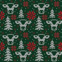 Knitted Christmas and New Year pattern in cow. Wool Knitting Sweater Design. Wallpaper wrapping paper textile print. Eps 10 vector