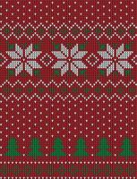 Knitted Christmas and New Year pattern in cow. Wool Knitting Sweater Design. Wallpaper wrapping paper textile print. vector