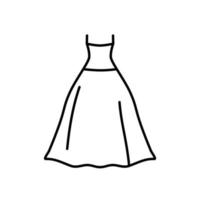 Outline, simple vector wedding dress icon isolated on white background.