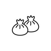 Outline, simple vector dumplings icon isolated on white background.