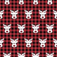 Buffalo plaid Christmas Jingle Bells on the background of the music page. Festive seamless pattern. Vector illustration.