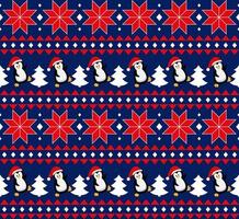 Merry Christmas seamless pattern with penguins,in vector. vector