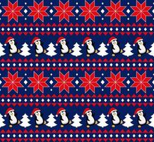 Merry Christmas seamless pattern with penguins,in vector. vector