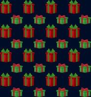 Christmas gift boxes vector pattern in retro style. Seamless background with gift boxes with bows. Illustration for greeting cards, invitations, posters.