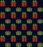 Christmas gift boxes vector pattern in retro style. Seamless background with gift boxes with bows. Illustration for greeting cards, invitations, posters.