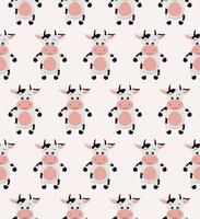 Seamless funny pattern with doodle cartoon cow vector