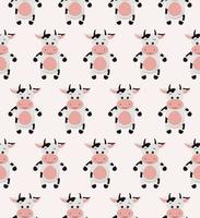 Seamless funny pattern with doodle cartoon cow vector