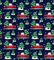 Seamless christmas pattern cabriolet carrying christmas tree vector