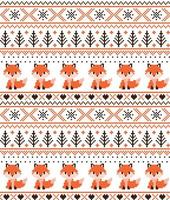 New Year's Christmas pattern pixel with foxes vector illustration