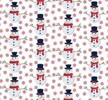 Vector festive Christmas or New Year seamless pattern in snowmen