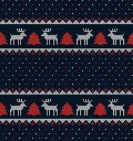 Knitted Christmas and New Year pattern in cow. Wool Knitting Sweater Design. Wallpaper wrapping paper textile print. vector