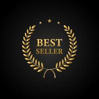 Best Seller Gold sign with laurel. Vector illustration.